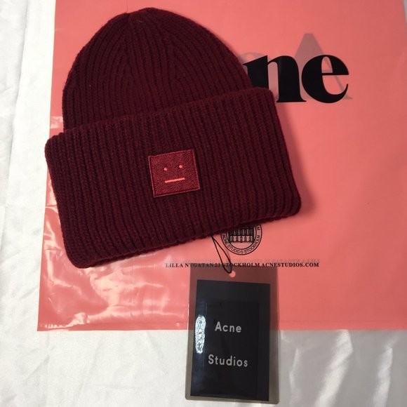 Acne Studios Pansy Beanie Burgundy - Picture 1 of 4